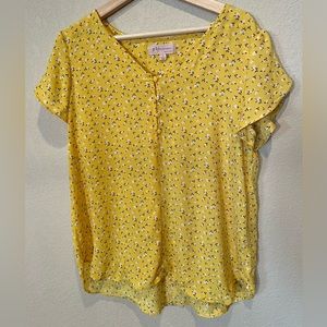 Philosophy Yellow Tulip Sleeve Blouse